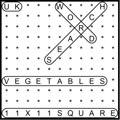 British 11x11 Wordsearch puzzle no.321 - vegetables