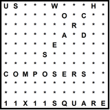 American 11x11 Wordsearch puzzle no.329 - composers