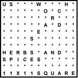 American 11x11 Wordsearch puzzle no.318 - herbs and spices